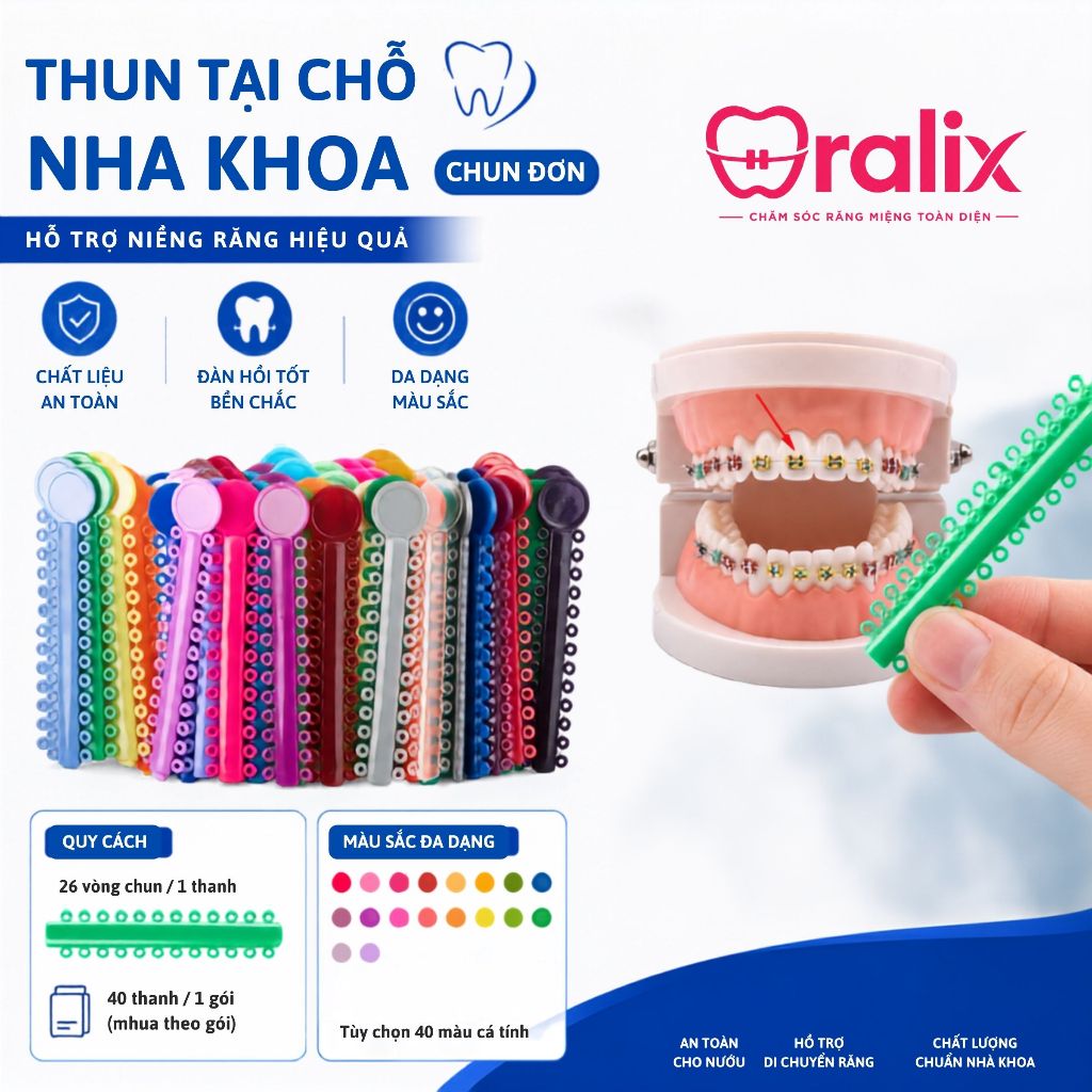 Thun Đơn Niềng Răng Nhiều Màu, Thun Tại Chỗ, Thun Gắn Mắc Cài, Chun Đơn Gắn Mắc Cài, Chun Niềng Răng