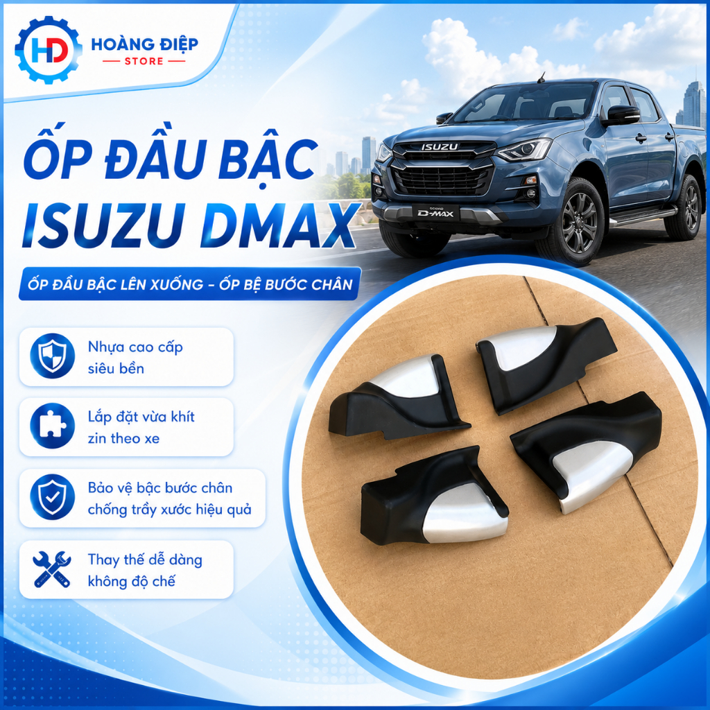 Ốp Đầu Bậc Isuzu Dmax , Ốp Đầu Bậc Lên Xuống  Isuzu Dmax, Ốp Bệ Bước Chân Dmax