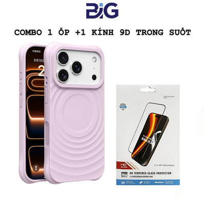 COMBO Tiết kiệm Ốp Big Ripple Casetify + Kính trong suốt 9d Kuzoom dành cho máy 12 đến 17PRM