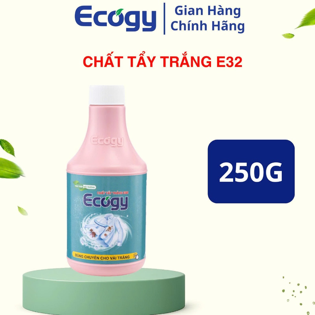 Tẩy trắng quần áo Ecogy làm trắng sáng quần áo, làm sạch vết mồ hôi, vết đồ ăn trên vải trắng trơn