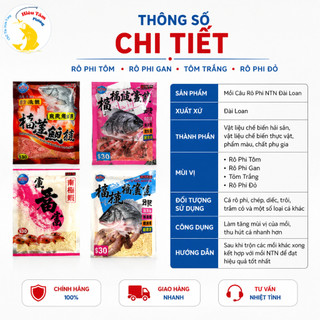 ( CB 2 gói) Mồi Câu Cá Rô Phi NTN Đài Loan Nhiều Loại :Rô Phi Đỏ, Tôm, Gan, Trắng (chính hãng)