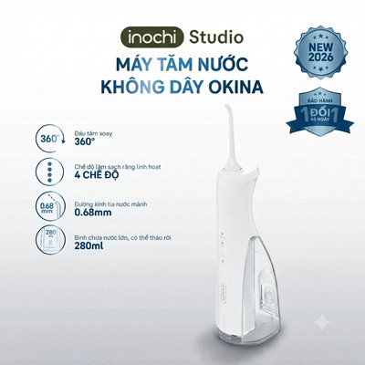 [SVIP] inochi Máy tăm nước không dây Okina - Vệ sinh răng niềng sạch, Công nghệ tia nước siêu âm, Pin bền