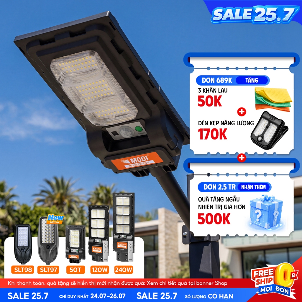 Đèn Năng Lượng Mặt Trời MODI SOLAR, Đèn Led Năng Lượng Mặt Trời Chip Led Siêu Sáng