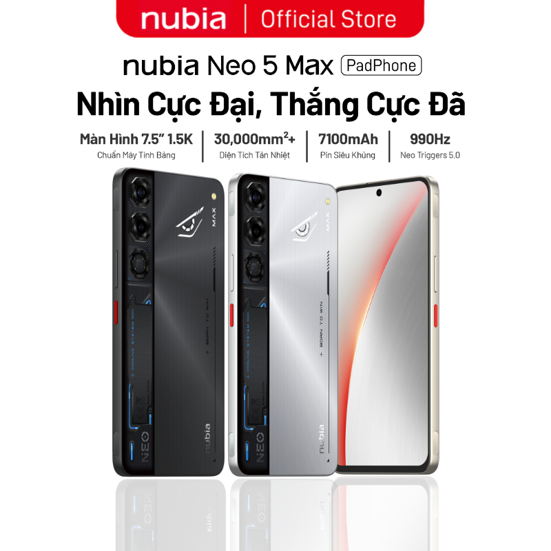 [Siêu Phẩm Mới] Điện thoại gaming Nubia Neo 5 Max I Màn hình lớn 7.5" 1.5K I Chip D7100 I Pin 7100mAh tản nhiệt đa lớp | BigBuy360 - bigbuy360.vn