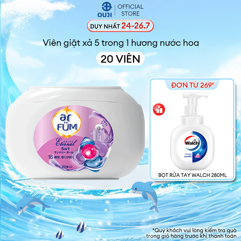 Viên giặt xả arFUM 5 trong 1 MỚI lưu hương lâu 16 tuần, khử khuẩn 99% - (20 viên/ hộp)