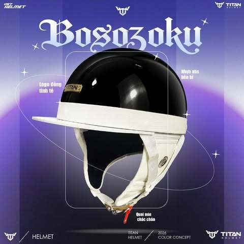 Mũ Bảo Hiểm Titan Nửa Đầu CHÍNH HÃNG Nón Bảo Hiểm Titan Bosozoku Japan Style Vintage
