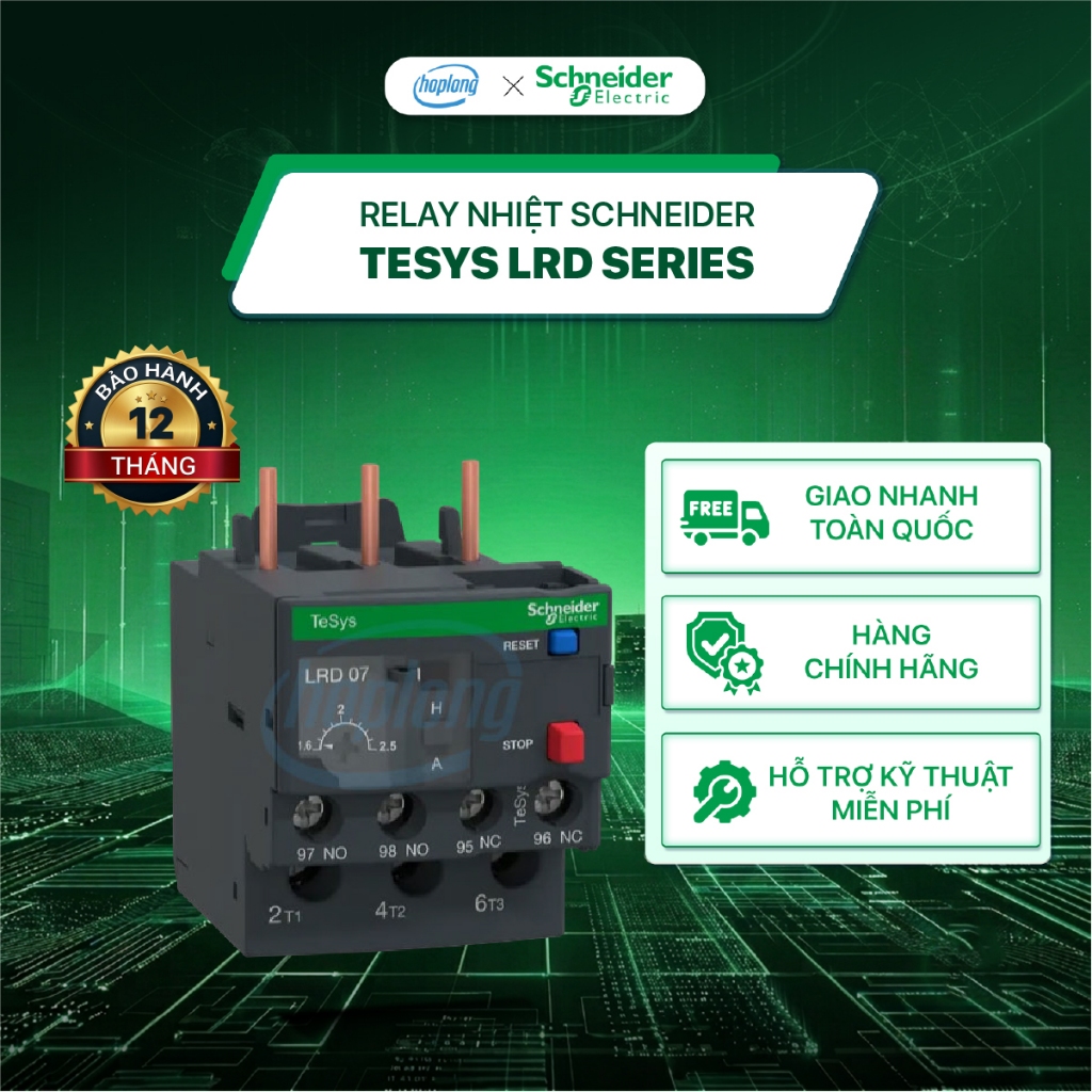 Relay nhiệt LRD07 Schneider - (1.6-2.5)A - Class 10 dùng cho khởi LC1D09-38