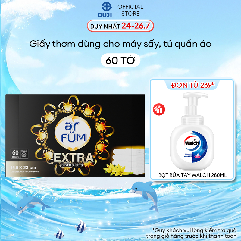 Giấy Thơm Arfum Black Edition Làm Mềm Vải Và Chống Tĩnh Điện, Khử Mùi Tủ Giày, Tủ Quần Áo (60 Tờ/ Hộ