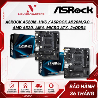 Mainboard Asrock A520M-HVS / Asrock A520M/ac - AMD A520, AM4, Micro ATX, 2×DDR4 - Hàng chính hãng