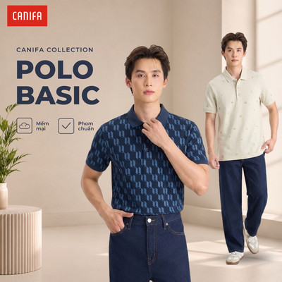 Áo polo nam dáng suông CANIFA hoạ tiết in tràn lịch lãm 8TP26S013