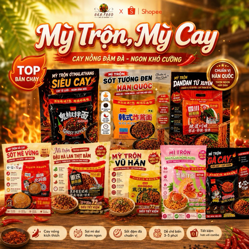 2 Gói Mì trộn,mỳ cay,mì trộn hàn quốc,mì gói,mỳ cay sasin,cay cay 10 vị cay, bùng nổ đánh thức vị gi