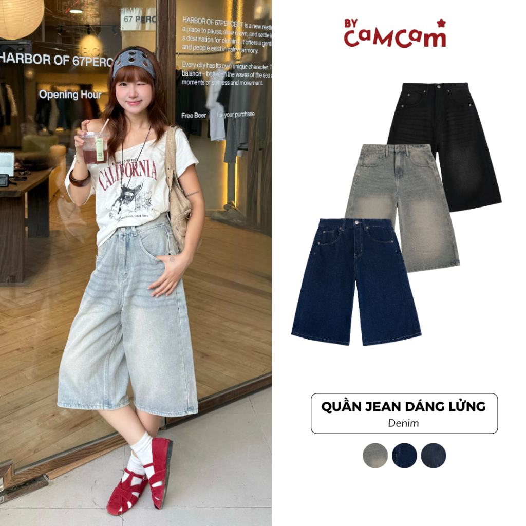 Quần Jean Dáng Lửng Dài Demi Jean Short 𝑩𝒚𝒄𝒂𝒎𝒄𝒂𝒎 Năng Động Denim Wash [Our Beloved Summer Collection] QEL034 | BigBuy360 - bigbuy360.vn