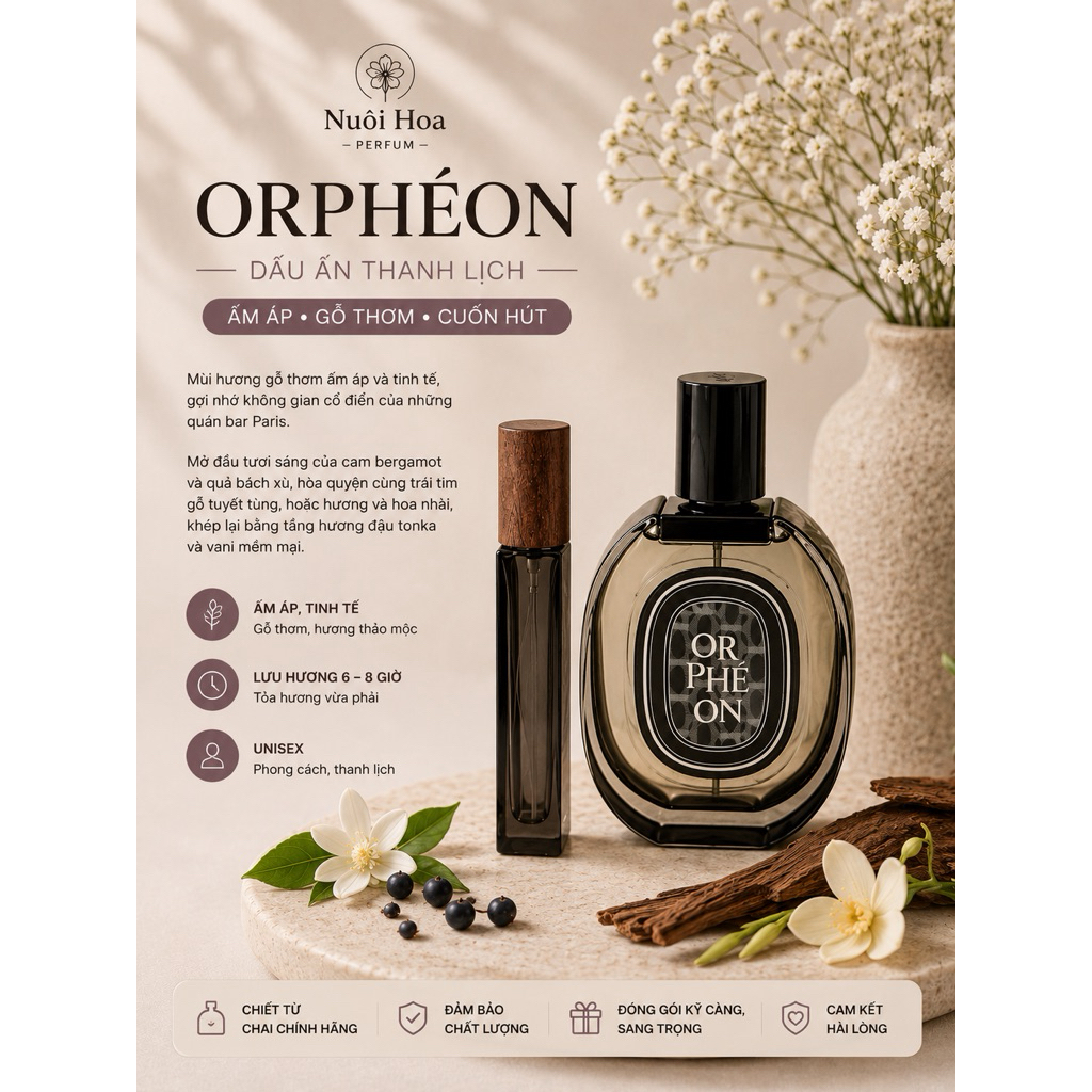 Mẫu thử nước hoa unisex hương phấn gỗ- ORPHEON edp