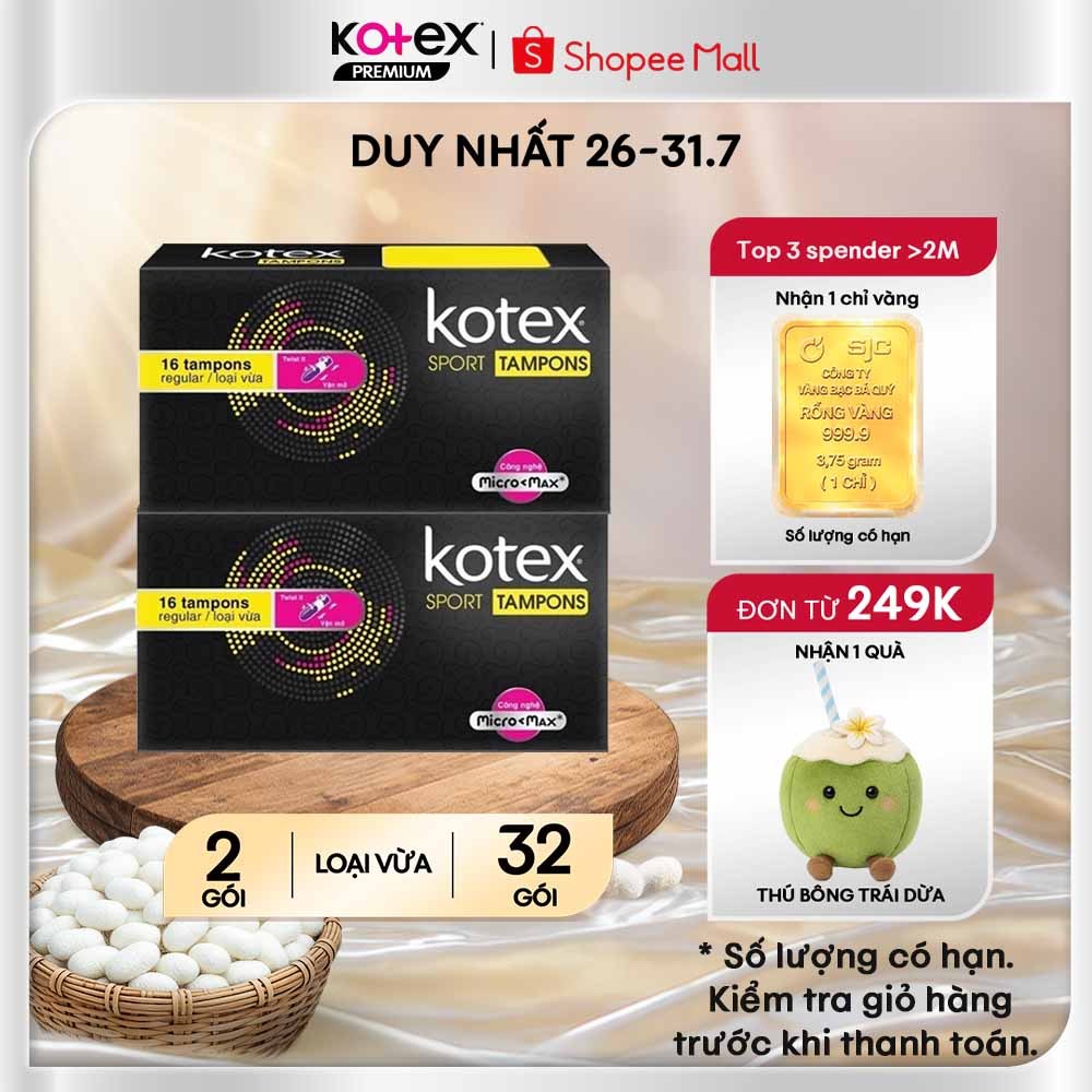 Combo 2 Kotex Tampon gói 16 miếng