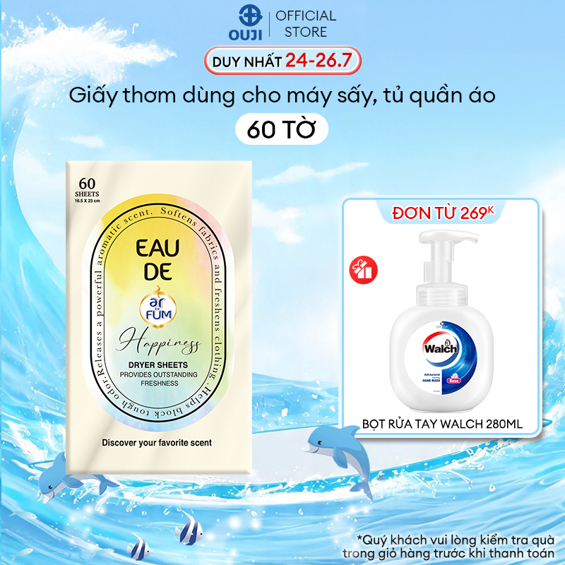 Giấy Thơm Arfum Làm Mềm Vải Và Chống Tĩnh Điện , Khử Mùi Tủ Giày, Tủ Quần Áo (60 Tờ/ Hộp)