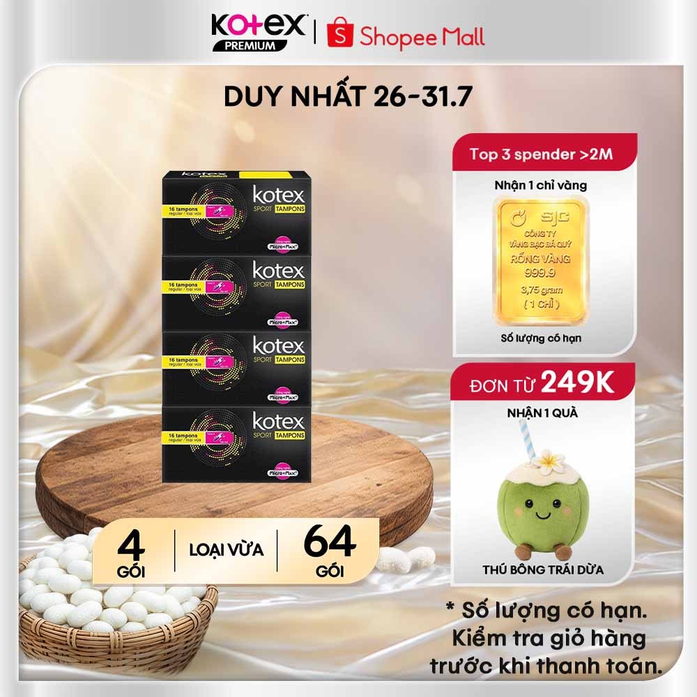 Combo 4 Kotex Tampon gói 16 miếng
