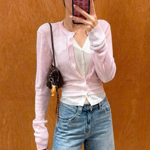 SUGAR CRUSH - Áo cardigan thun layer 2 lớp dáng ôm tay dài - Niko Top