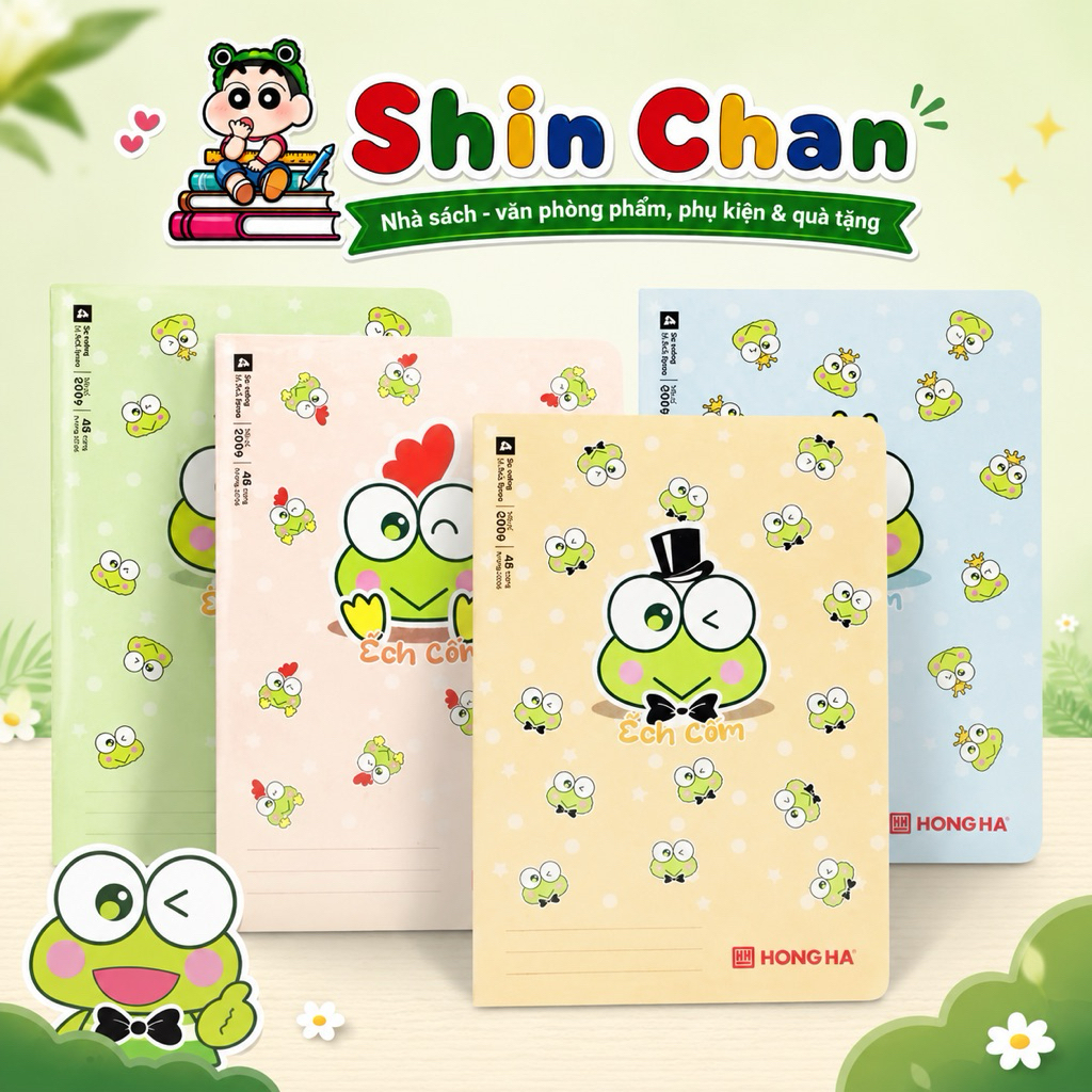 [Combo 10 quyển] Vở 4 Ô Ly 48 Trang Hồng Hà Ếch Cốm 0599 | Giấy 100gsm Dày Mịn | Vở Học Sinh Cấp 1 |