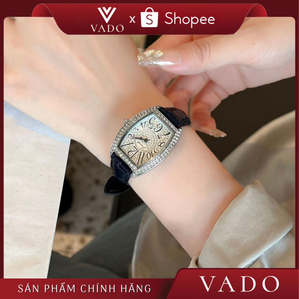 Đồng Hồ Nữ JRANDE Sang Chảnh Đính Đá Mặt Thoi, Dây Da Bền Đẹp, Hỗ Trợ Kháng Nước - DH7640 JRANDE