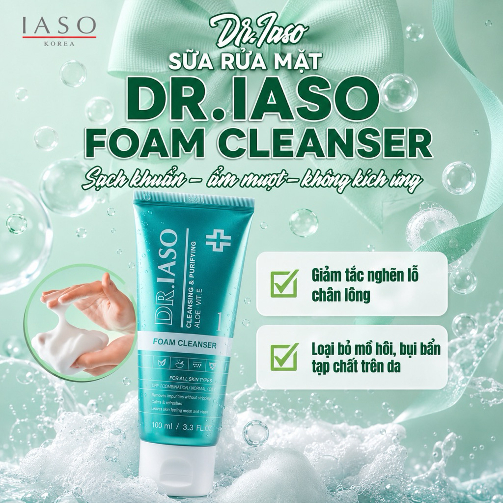 [KHÔNG PHẢI KEM DƯỠNG] Sữa rửa mặt tạo bọt Dr.Iaso Mint DR. IASO FOAM CLEANSER IASO D32 100ML