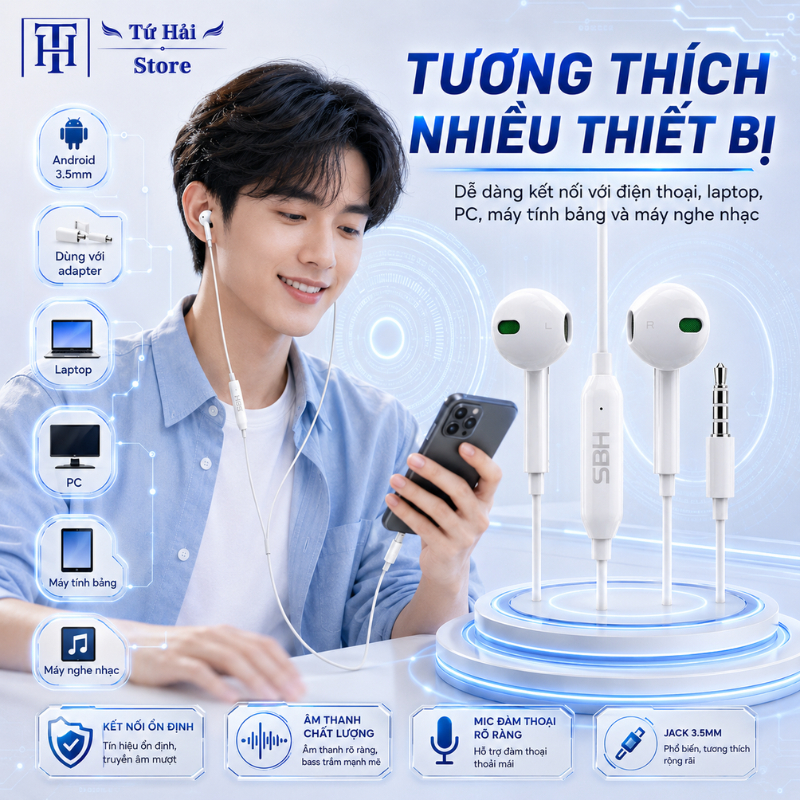 Tai Nghe Có Dây R11 Jack 3.5mm, Có Micro Đàm Thoại, Tương Thích Điện Thoại…