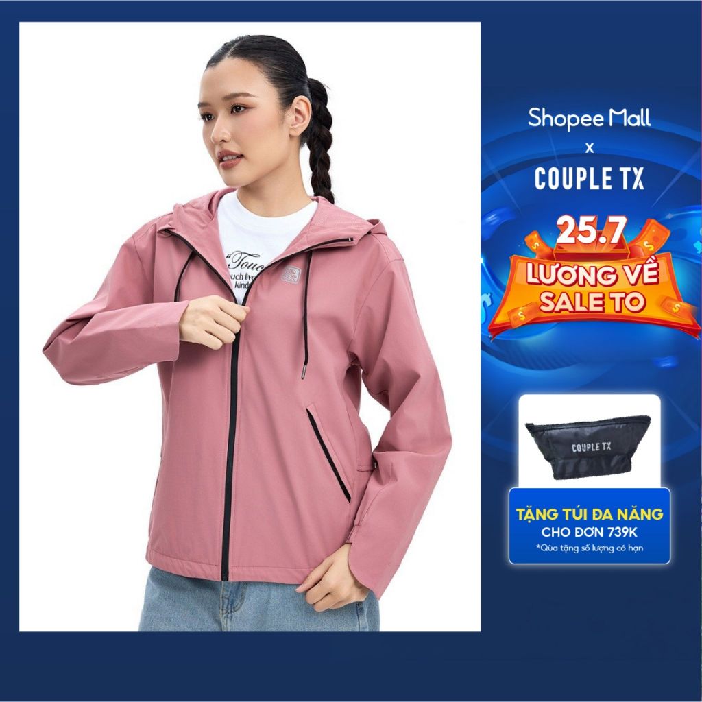 Áo Khoác Dù Nữ Couple TX Công Nghệ Trượt Nước Chống Thấm Cản Gió Signal Logo Form Relax WOP 2087