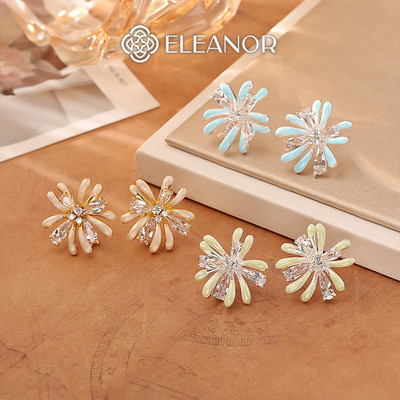 Bông tai nữ chuôi bạc 925 Eleanor Accessories hình hoa đính đá phụ kiện trang sức khuyên tai 12140