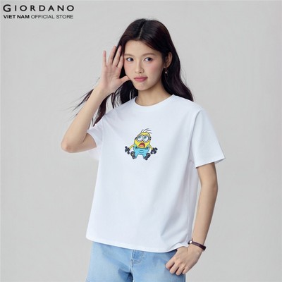 GIORDANO Áo Thun Nữ Ngắn Tay In Hình Minions & Monsters Sorona T-Shirt 5396365-01