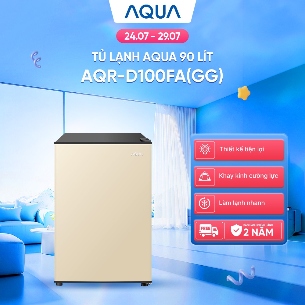[DEAL XỊN] Tủ lạnh min Aqua 90 lít AQR-D100FA(GG) - Màu be - Freeship toàn quốc - Bảo hành 2 năm