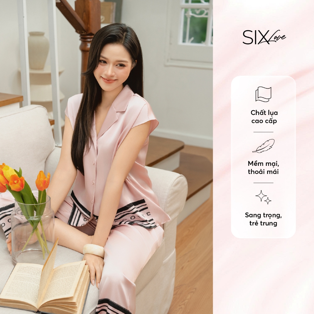 Set Đồ Mặc Nhà Lụa Nữ Cao Cấp [SIXLOVE] - Set Đồ Áo Kiểu Sát Nách Quần Dài Họa Tiết SIXDO Trẻ Trung 