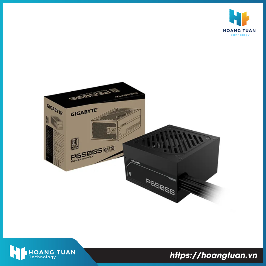 Nguồn Máy Tính GIGABYTE P650SS (650W) - Nguồn PC Công Suất Thực 80 Plus, Quạt 120mm Tản Mát