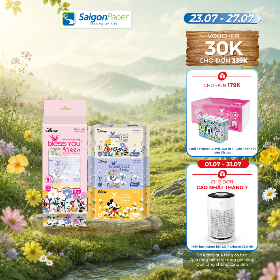 Lốc khăn Ướt Mini Bless You 4teen 12 tờ (6 gói/ lốc)