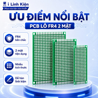 PCB lỗ, phíp đồng 2x8 3x7 4x6 5x7 6x8 7x9 8x12 12x15 12x18cm phíp thủy tinh FR4 2 mặt
