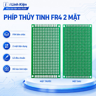 PCB lỗ, phíp đồng 2x8 3x7 4x6 5x7 6x8 7x9 8x12 12x15 12x18cm phíp thủy tinh FR4 2 mặt