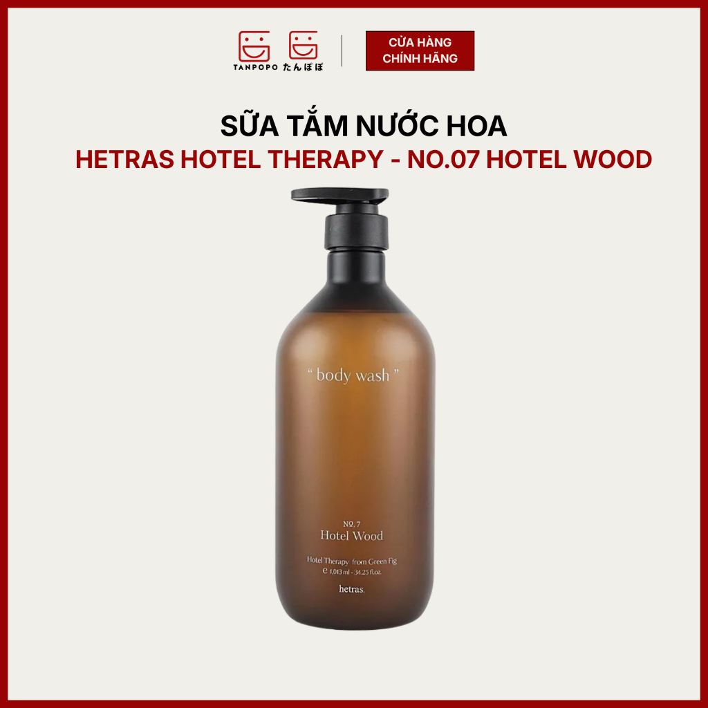 Sữa Tắm Hương Nước Hoa Hetras Hotel Therapy Body Wash 1013ml (Mẫu Mới) (Hộp Xanh) - No.07 Hotel Wood