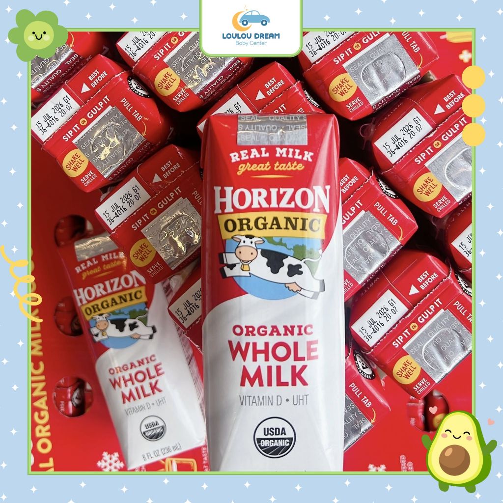 Sữa Horizon Sữa tươi dạng nước Horizon Organic Mỹ đủ vị cho bé từ 1 tuổi - hộp 236ml