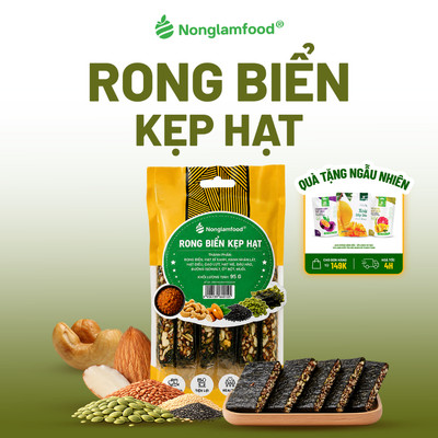 [THUẦN CHAY] Thanh Rong Biển Kẹp Hạt NONGLAMFOOD Kết Cấu Giòn Thơm Tự Nhiên, Hạt Dinh DưỡngTúi 95g