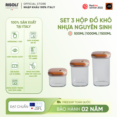 Hộp đựng thực phẩm khô nhựa nguyên sinh Pull Box OMADA made in 100% tại Italy