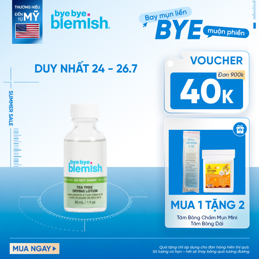 [Giảm Mụn Sưng Viêm, Mụn Mủ, Mụn Cơ Thể] Chấm Mụn Giảm Mụn  Hiệu Quả Nhanh Bye Bye Blemish Tea Tree