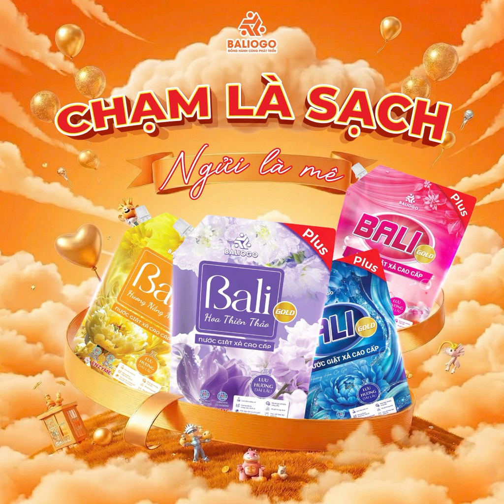 (Rẻ vô địch) 1 thùng 4 túi Nước giặt túi Bali gold organic Plus, túi 3 lít