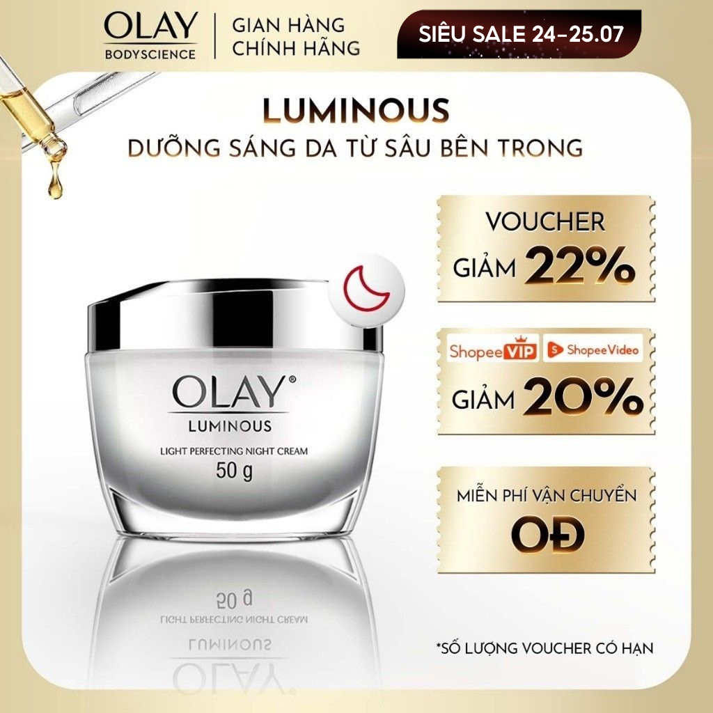 [Olay LIVEstream] Kem Dưỡng Da Ban Đêm OLAY Luminous Sáng da 50g