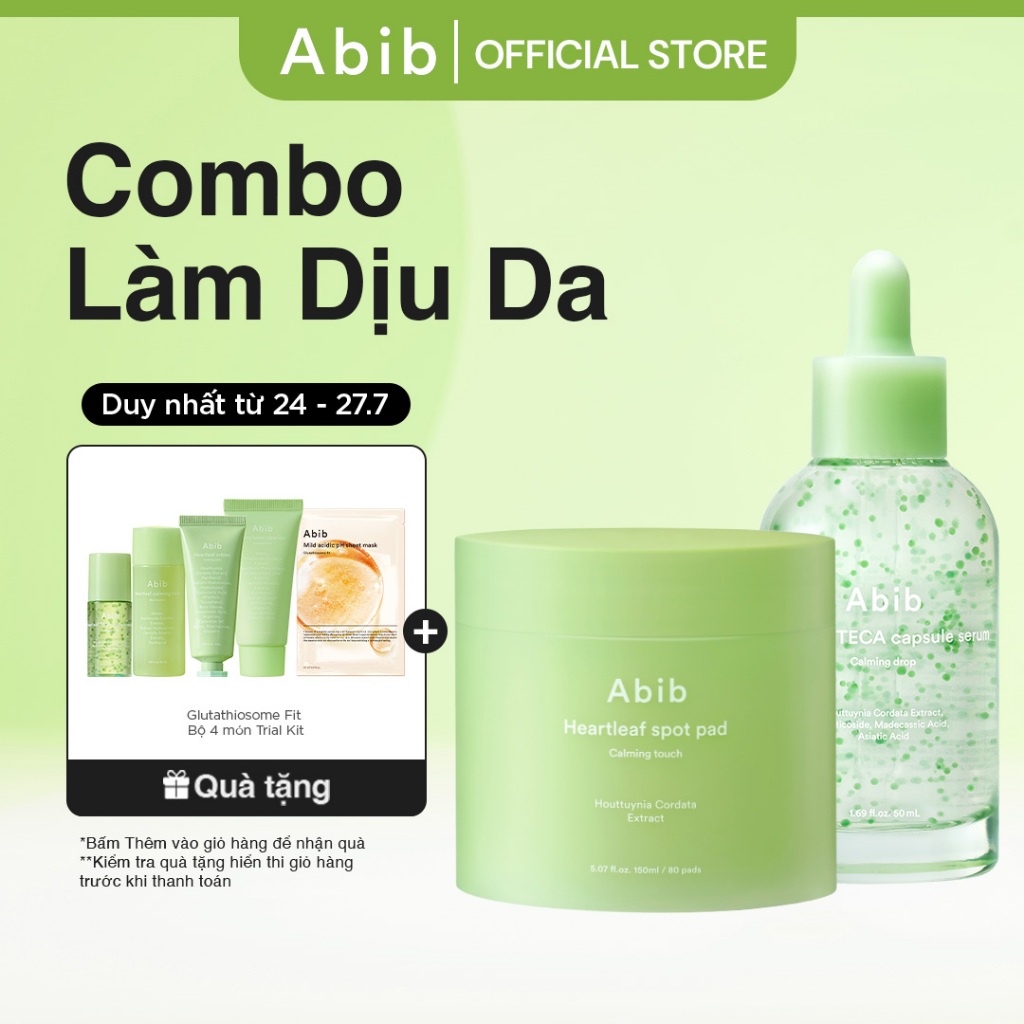 Bộ 2 sản phẩm Abib toner pad diếp cá và serum viên nang diếp cá TECA