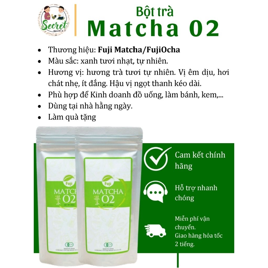 Bột trà Matcha 02 nhập khẩu chính hãng Nhật Bản - Fuji Matcha / FujiOcha - SECRET SHOP
