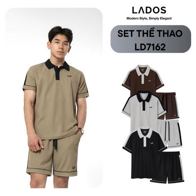 Set bộ thể thao LADOS-7162 áo Polo nam ngắn tay 9217 quần phối màu 4197 vải tổ ong phong cách trẻ trung năng động