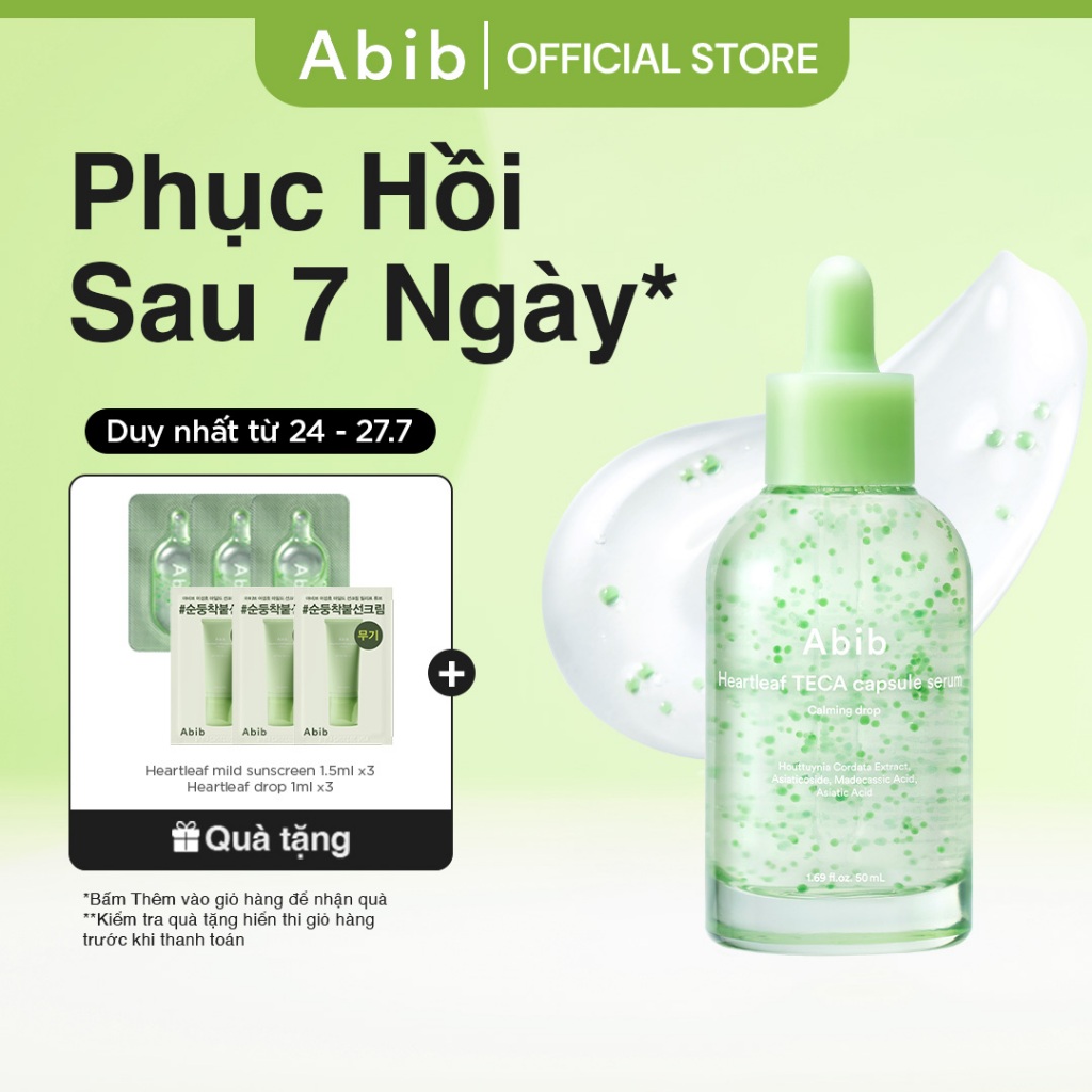 Tinh chất viên nang diếp cá làm dịu da Abib Heartleaf TECA capsule serum Calming drop 50ml