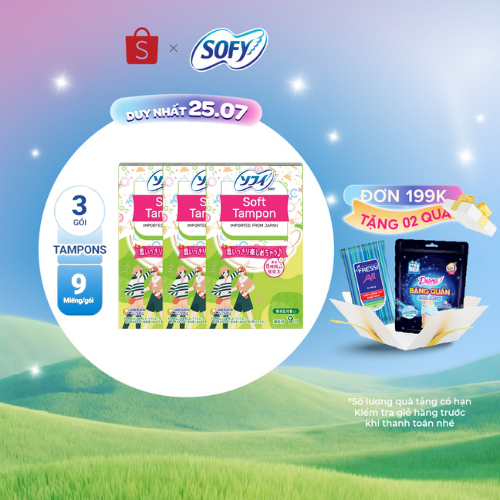 Bộ 3 Băng vệ sinh siêu thấm Sofy Soft Tampon Super/ Regular Tampon/ Superplus Tampon (Hàng nhập khẩu