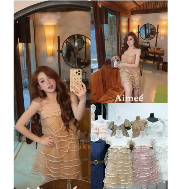 𝐜𝐢𝐧𝐝𝐲.𝐬𝐭𝐮𝐝𝐢𝐨 VÁY LƯỚI VIỀN LỤA 3LỚP MÀU SANG DÃ MAN