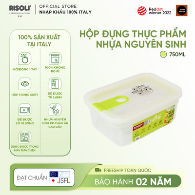 Hộp đựng thực phẩm cao cấp nhựa nguyên sinh Pull Box Chef OMADA sản xuất 100% tại Italy, 750ml