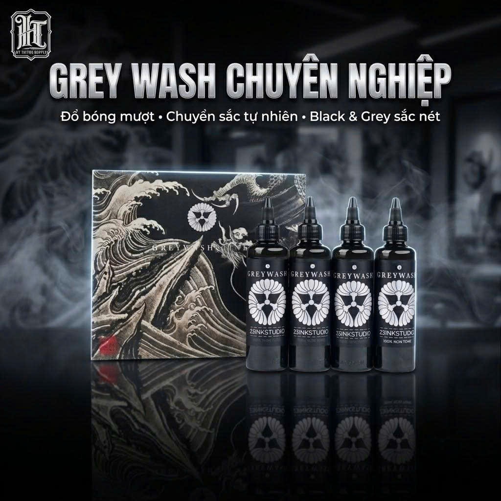 Set mực xăm đánh nhật cổ Greywash 23ink - sét mực pha sẵn chuyên Nhật Cổ