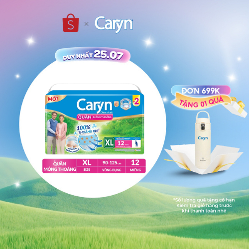 [Tặng Miếng Ngẫu Nhiên] Tã Quần Người Lớn Caryn Mỏng Nhẹ/Mỏng Thoáng Chống Tràn, Cho Người Già Tự Đi